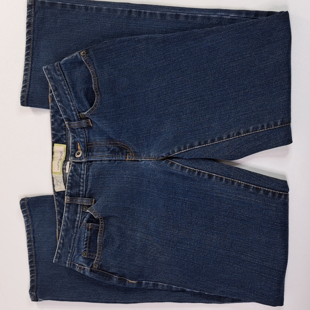 Loft Curvy Boot Blue Jeans Size 6 Snap Back Pockets